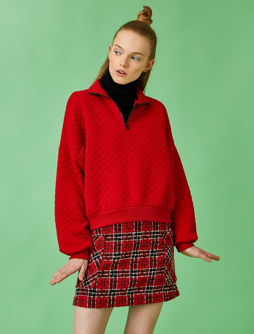   Fermuarlı Uzun Kollu Sweatshirt