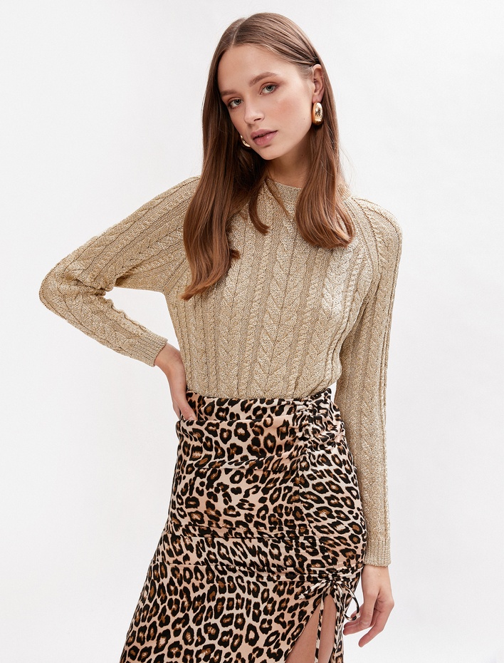  Örgü Detaylı Kazak