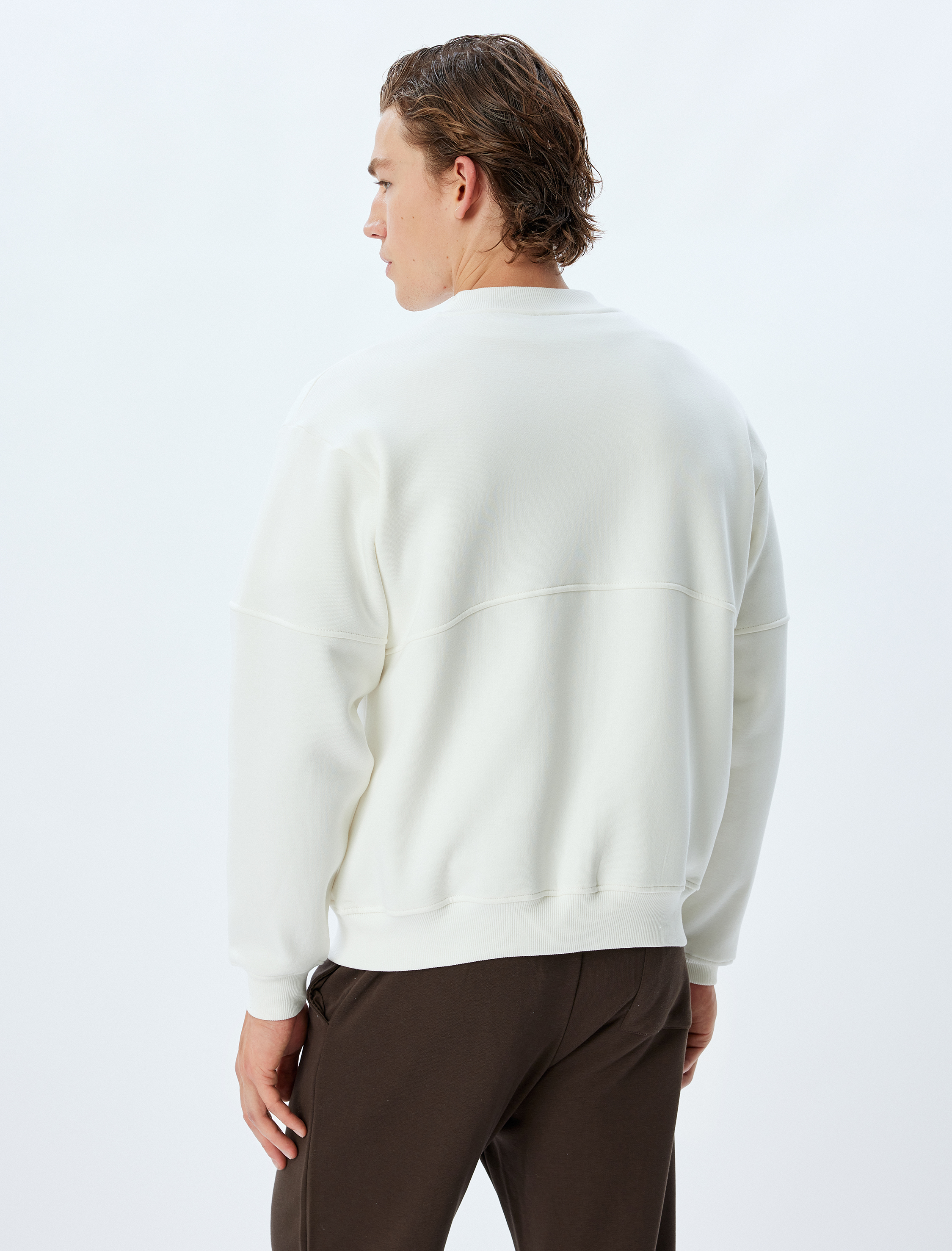Oversize Hırka Fermuarlı Basic Dikiş Detaylı Şardonlu Pamuk Karışımlı