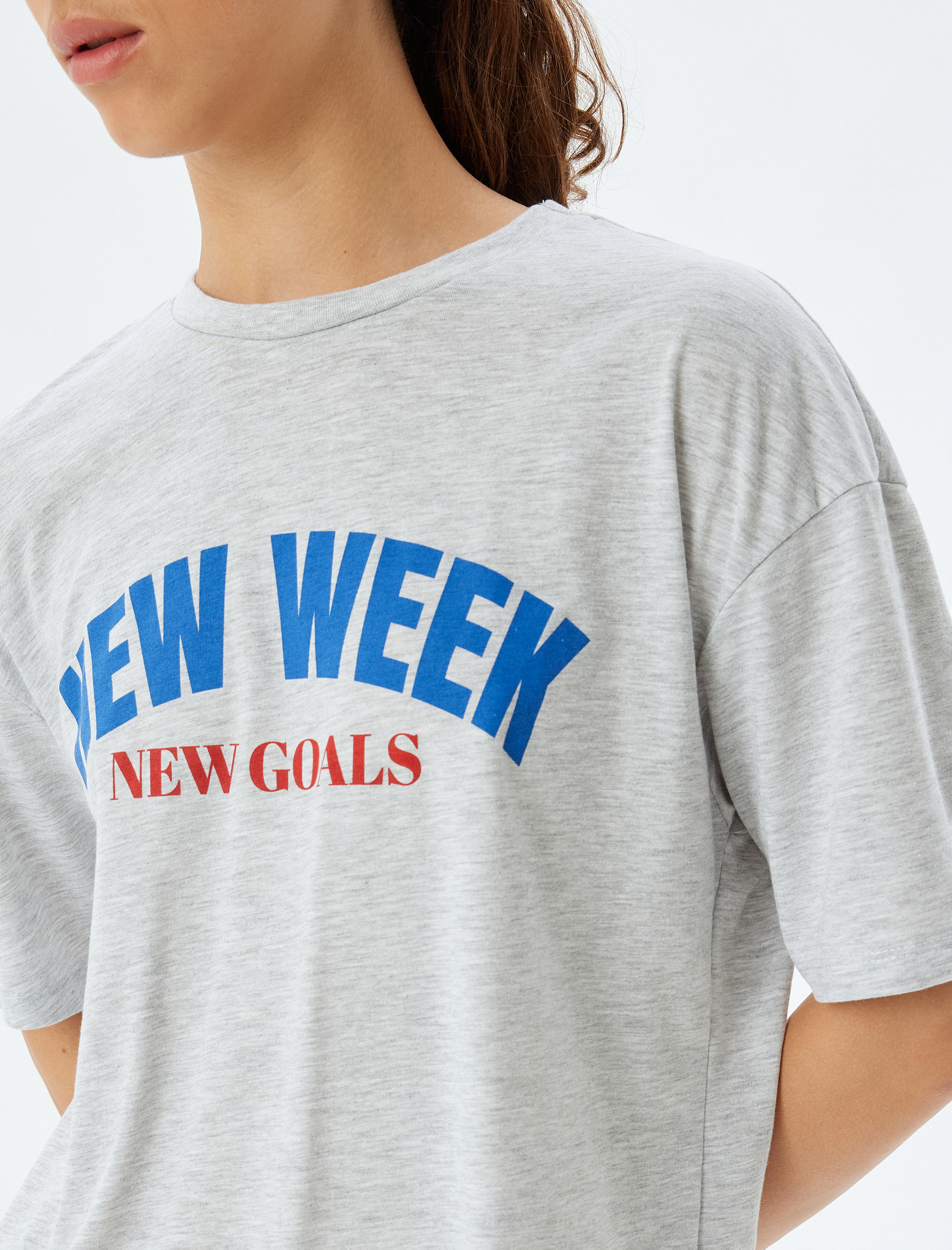   Oversize Baskılı Kısa Kollu Pamuklu Tişört