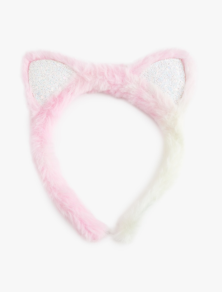 Kız Çocuk Kulak Detaylı Peluş Taç