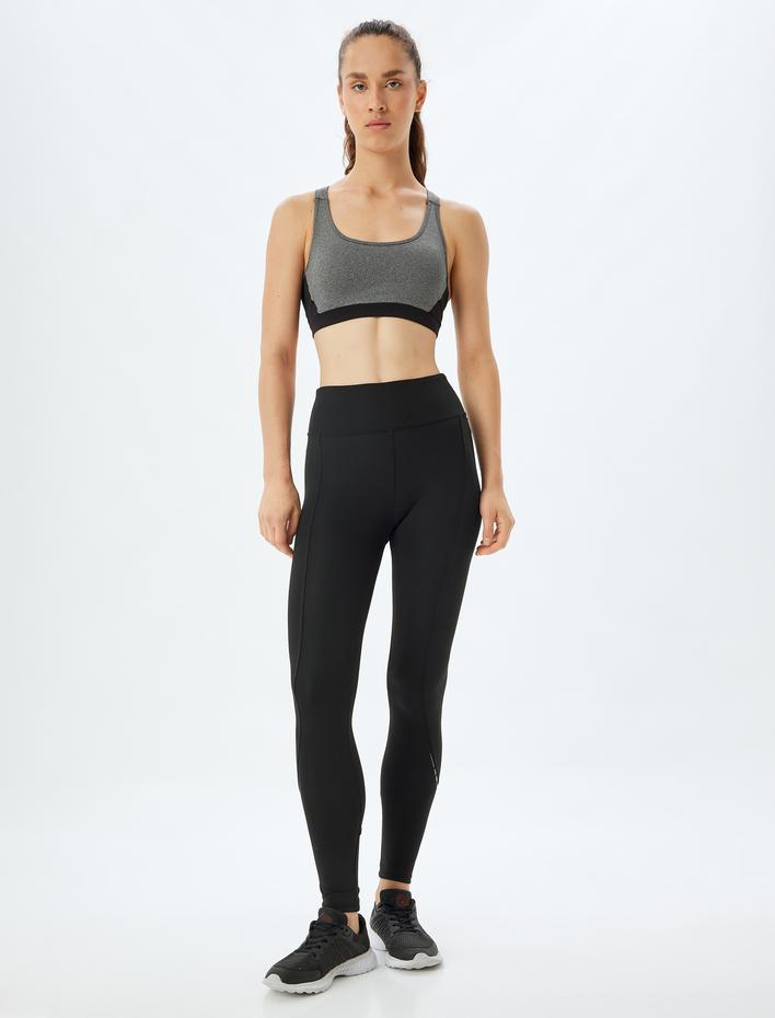  Spor Tayt Yüksek Bel Dikiş Detaylı Slim Fit İnterlok