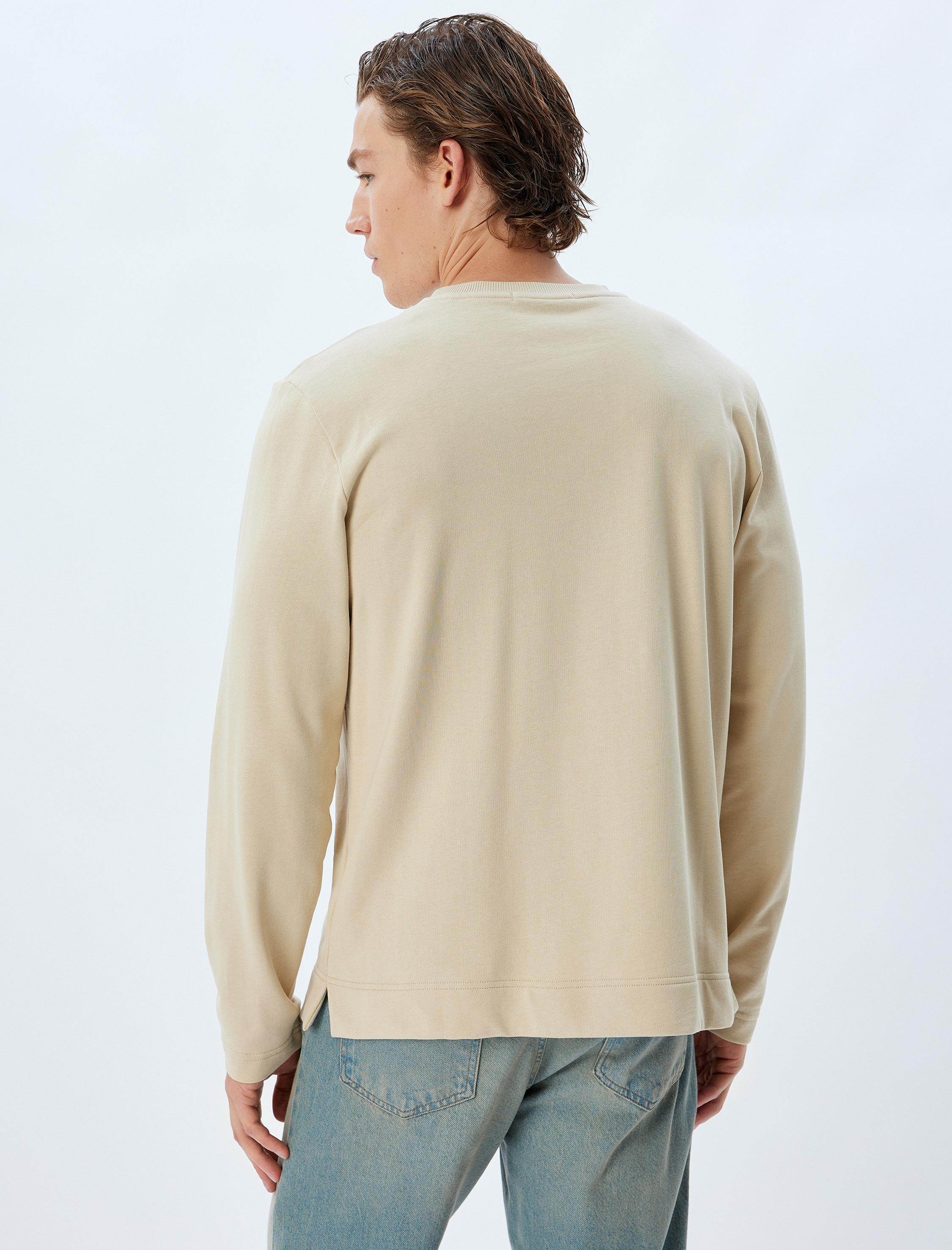   Bisiklet Yaka Sweatshirt Basic Uzun Kollu
