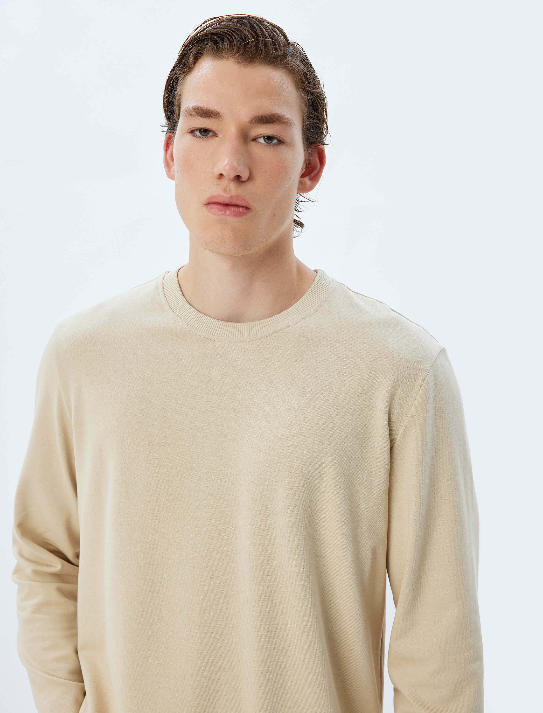   Bisiklet Yaka Sweatshirt Basic Uzun Kollu