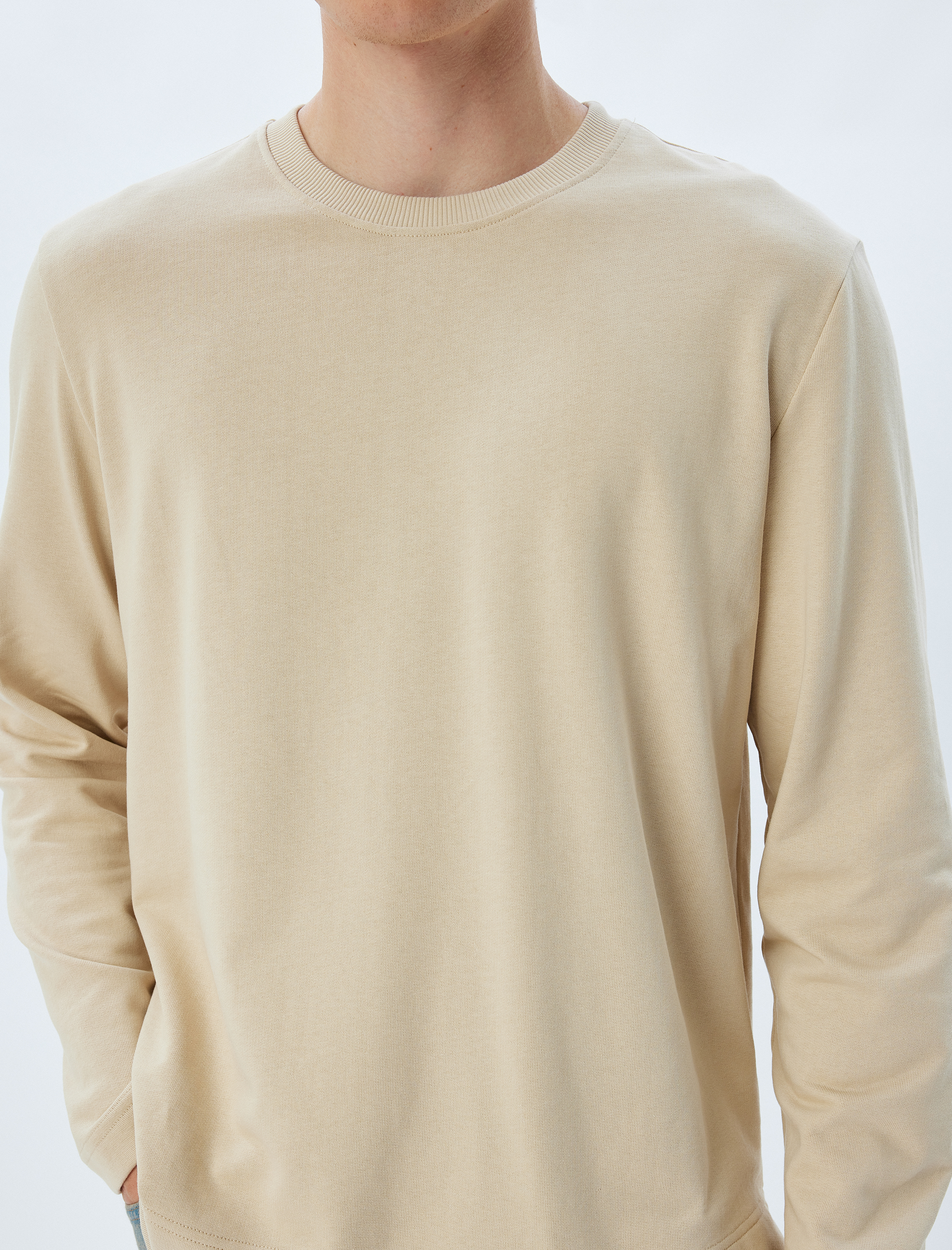   Bisiklet Yaka Sweatshirt Basic Uzun Kollu