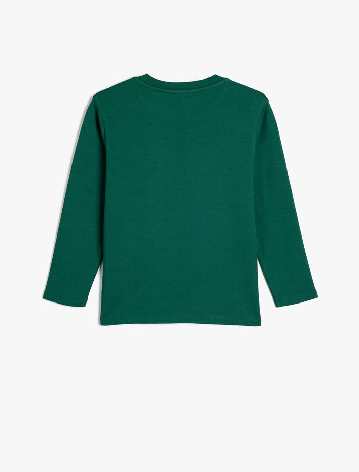 Erkek Çocuk Oversize Tişört Uzun Kollu Bisiklet Yaka Tenis Baskılı Pamuklu