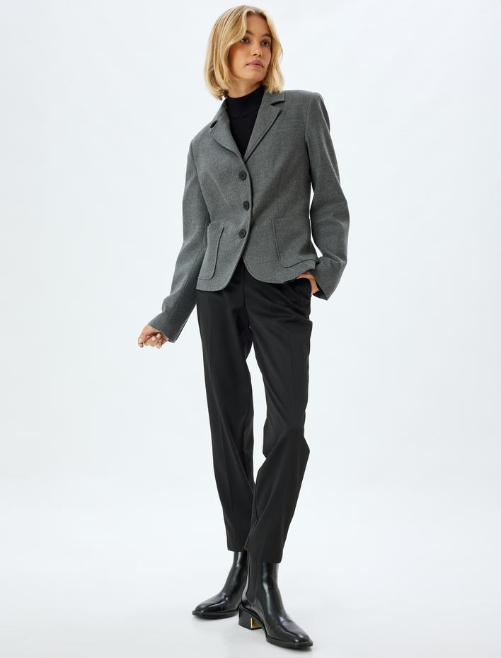  Blazer Ceket Kruvaze Cepli Düğmeli