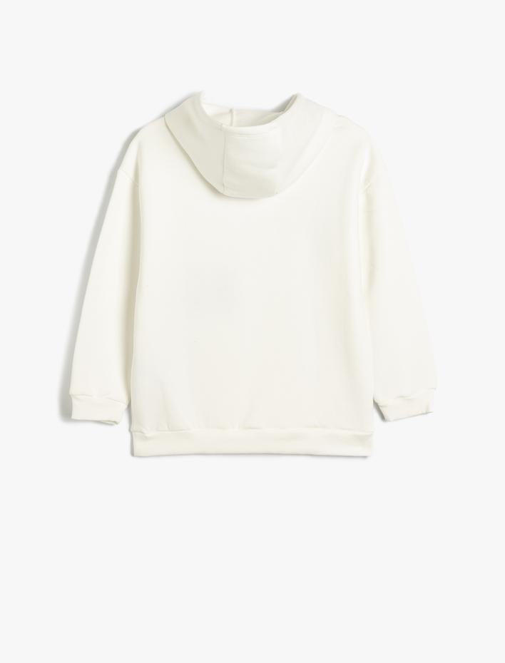 Erkek Çocuk Kapşonlu Sweatshirt Kolej Baskılı Oversize Pamuk Karışımlı Şardonlu