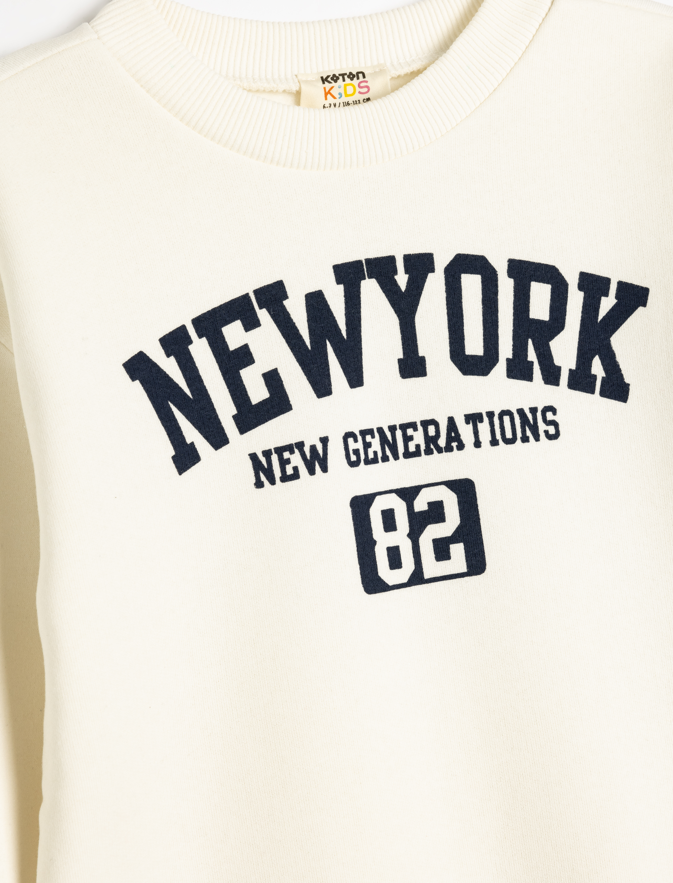  Erkek Çocuk Slogan Baskılı Sweatshirt Bisiklet Yaka Pamuk Karışımlı Şardonlu