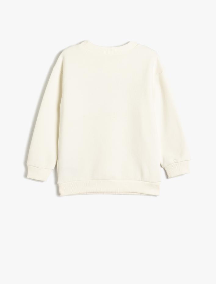 Erkek Çocuk Slogan Baskılı Sweatshirt Bisiklet Yaka Pamuk Karışımlı Şardonlu