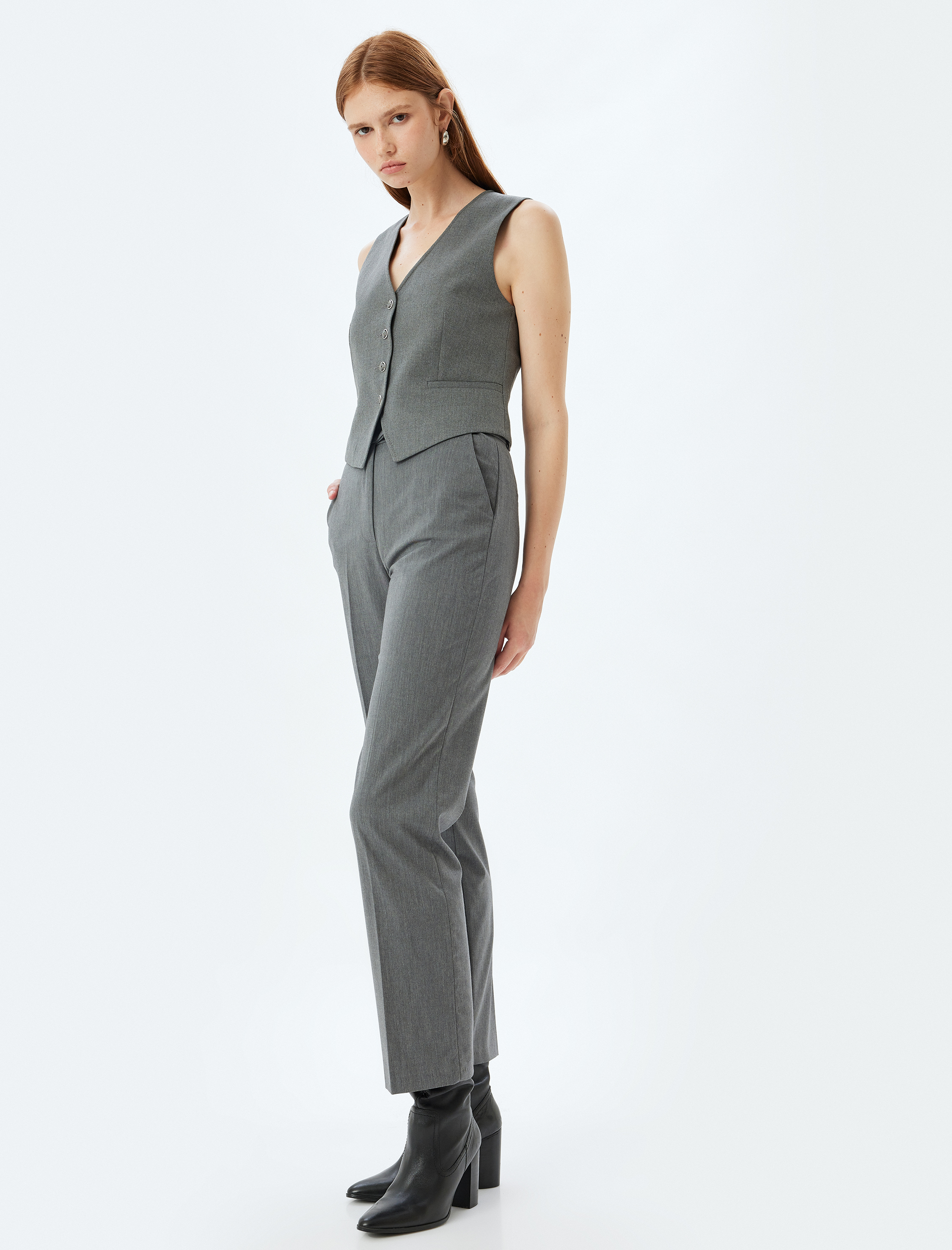   Cigarette Kumaş Pantolon Cepli Standart Bel