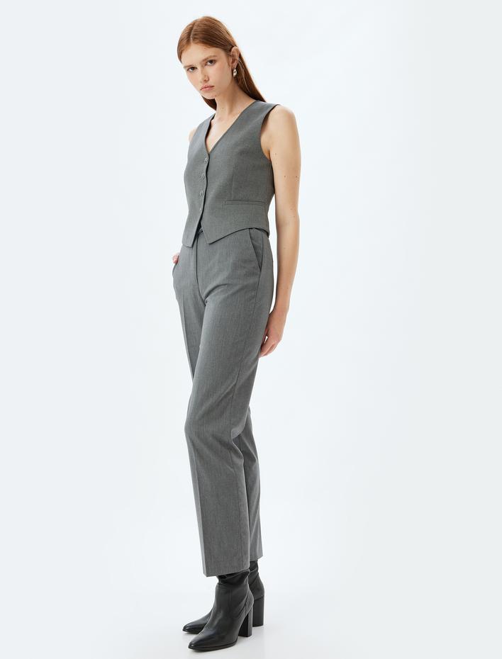  Cigarette Kumaş Pantolon Cepli Standart Bel