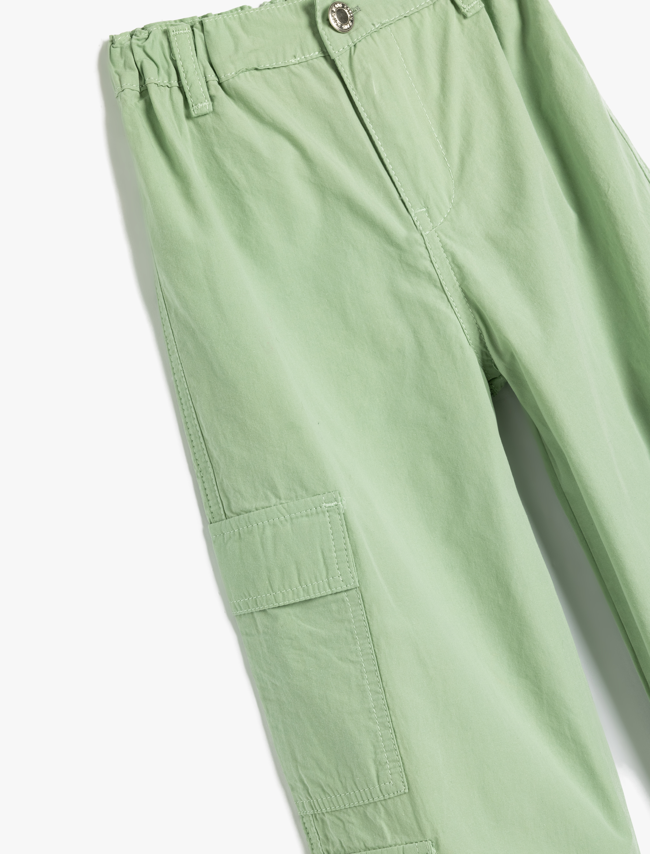  Kız Çocuk Pamuklu Cep Detaylı Beli Lastikli Jogger Denim Pantolon