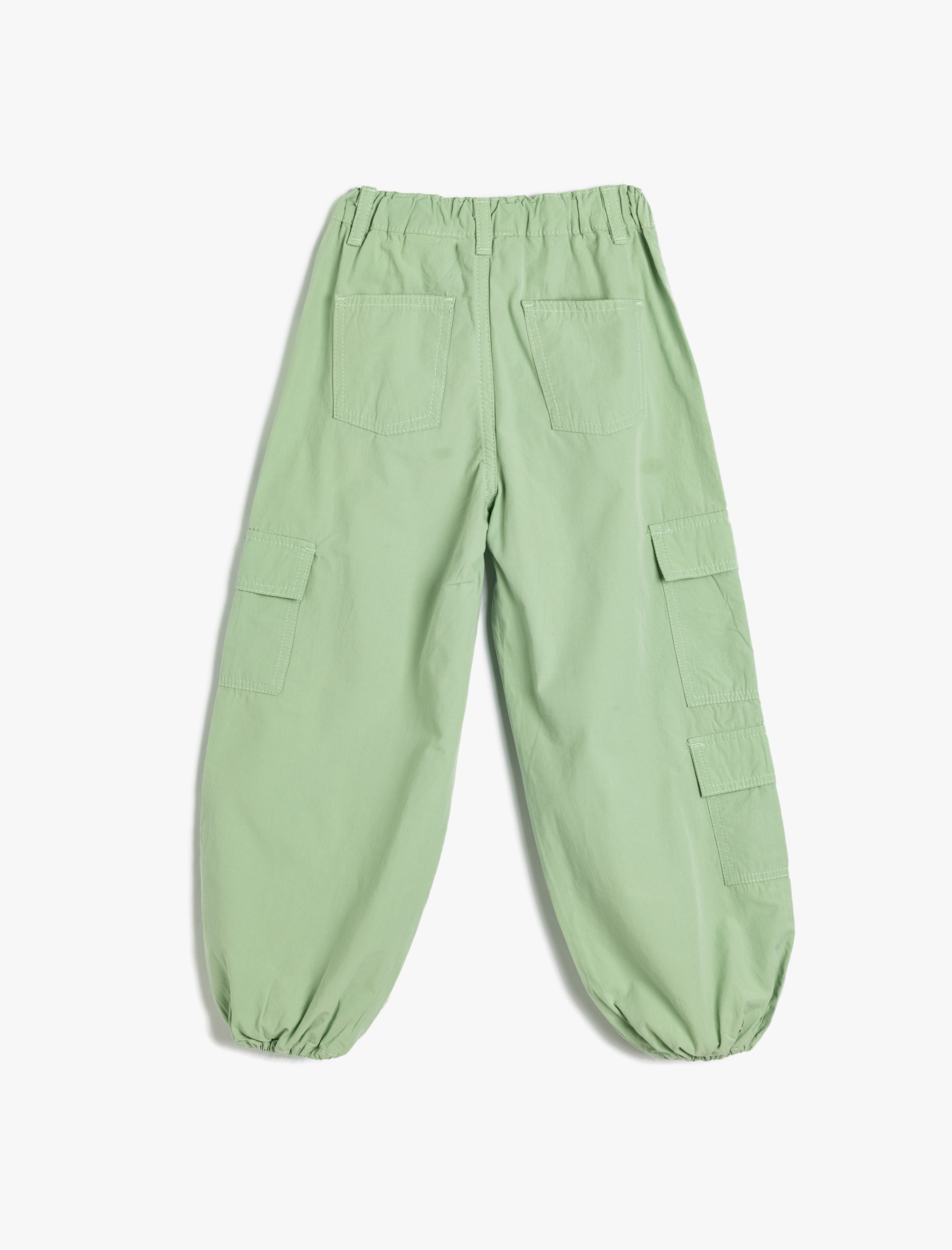  Kız Çocuk Pamuklu Cep Detaylı Beli Lastikli Jogger Denim Pantolon