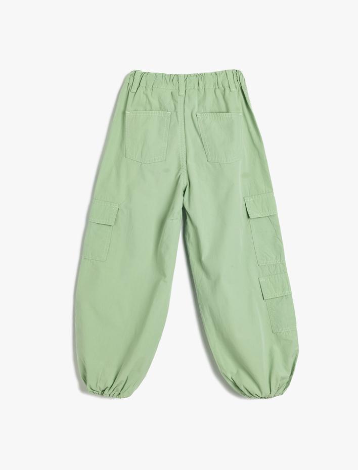 Kız Çocuk Pamuklu Cep Detaylı Beli Lastikli Jogger Denim Pantolon