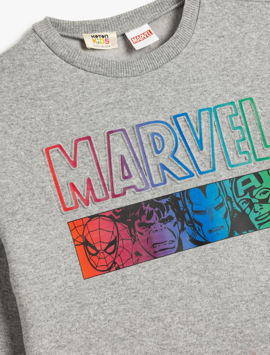  Erkek Çocuk Marvel Sweatshirt Lisanslı Bisiklet Yaka Pamuk Karışımlı