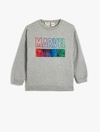 Marvel Sweatshirt Lisanslı Bisiklet Yaka Pamuk Karışımlı