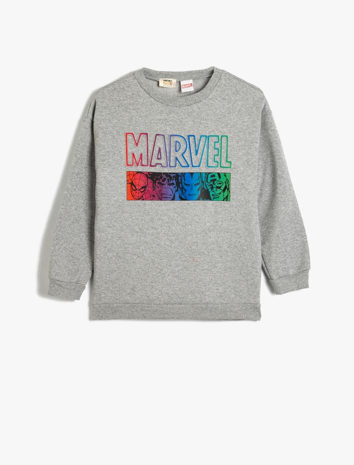 Erkek Çocuk Marvel Sweatshirt Lisanslı Bisiklet Yaka Pamuk Karışımlı