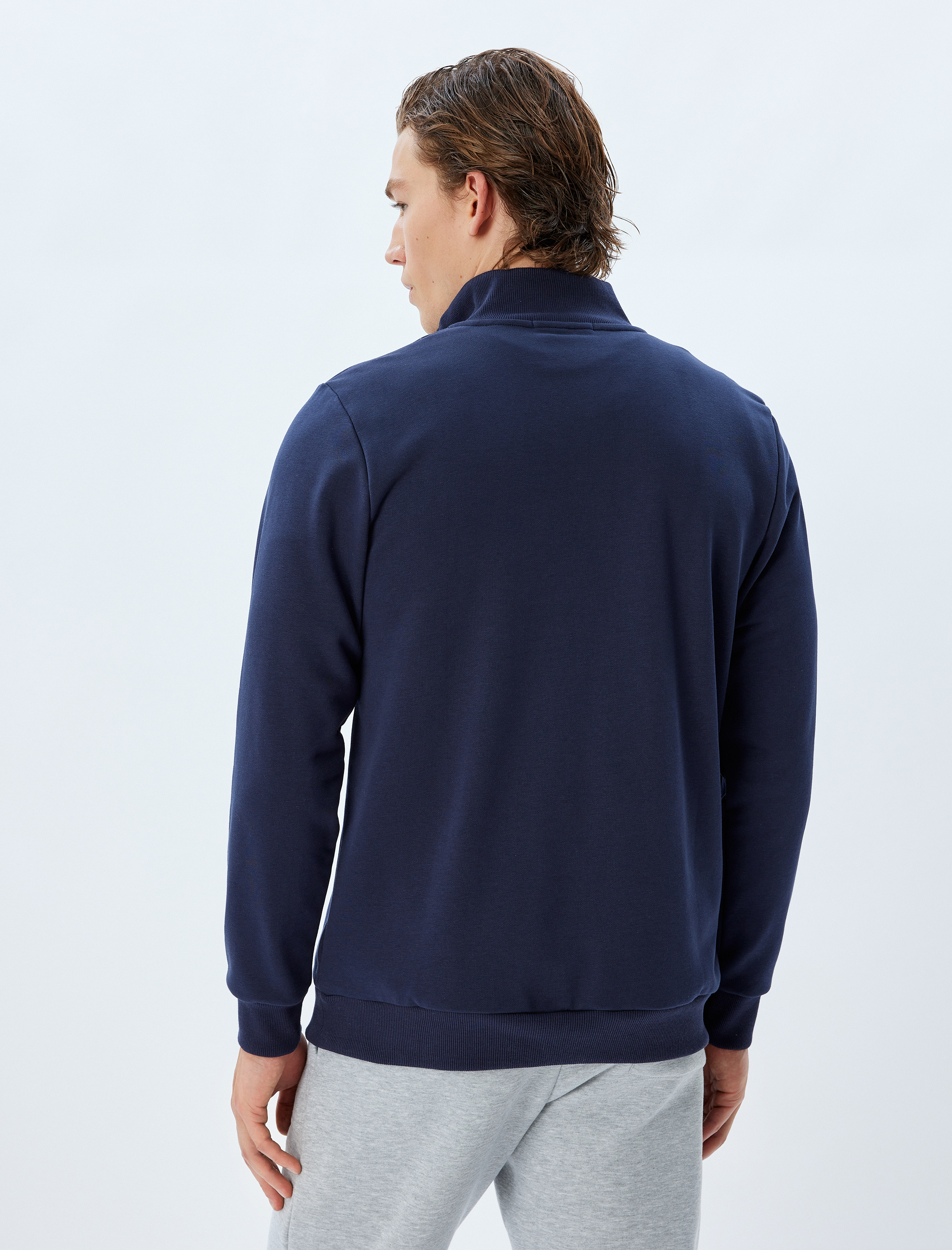   Yarım Fermuarlı Sweatshirt Uzun Kollu Pamuklu