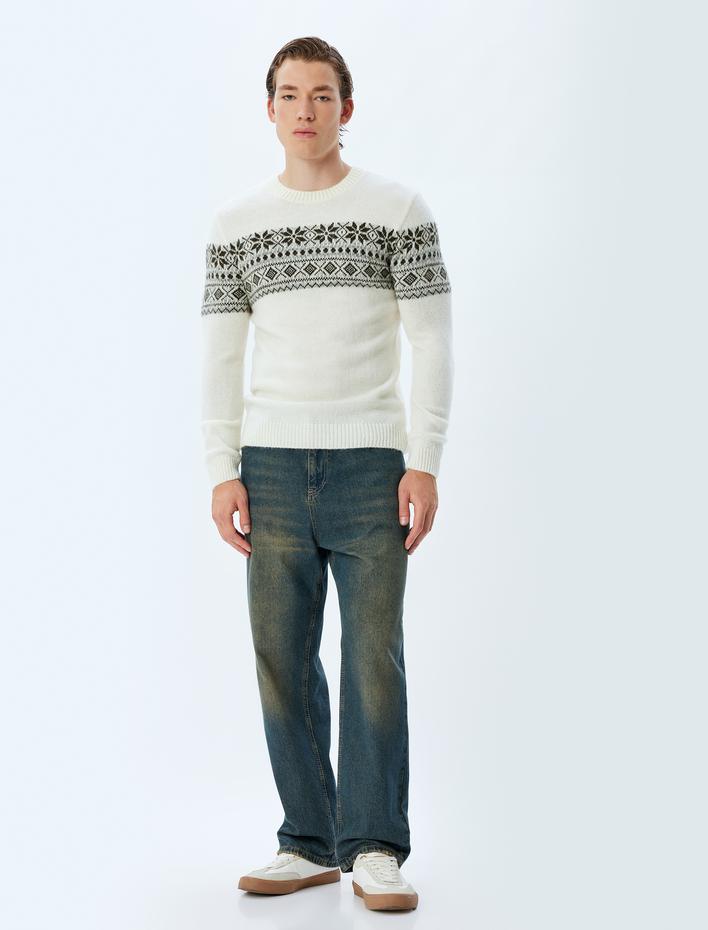  Desenli Bisiklet Yaka Kışlık Triko Kazak