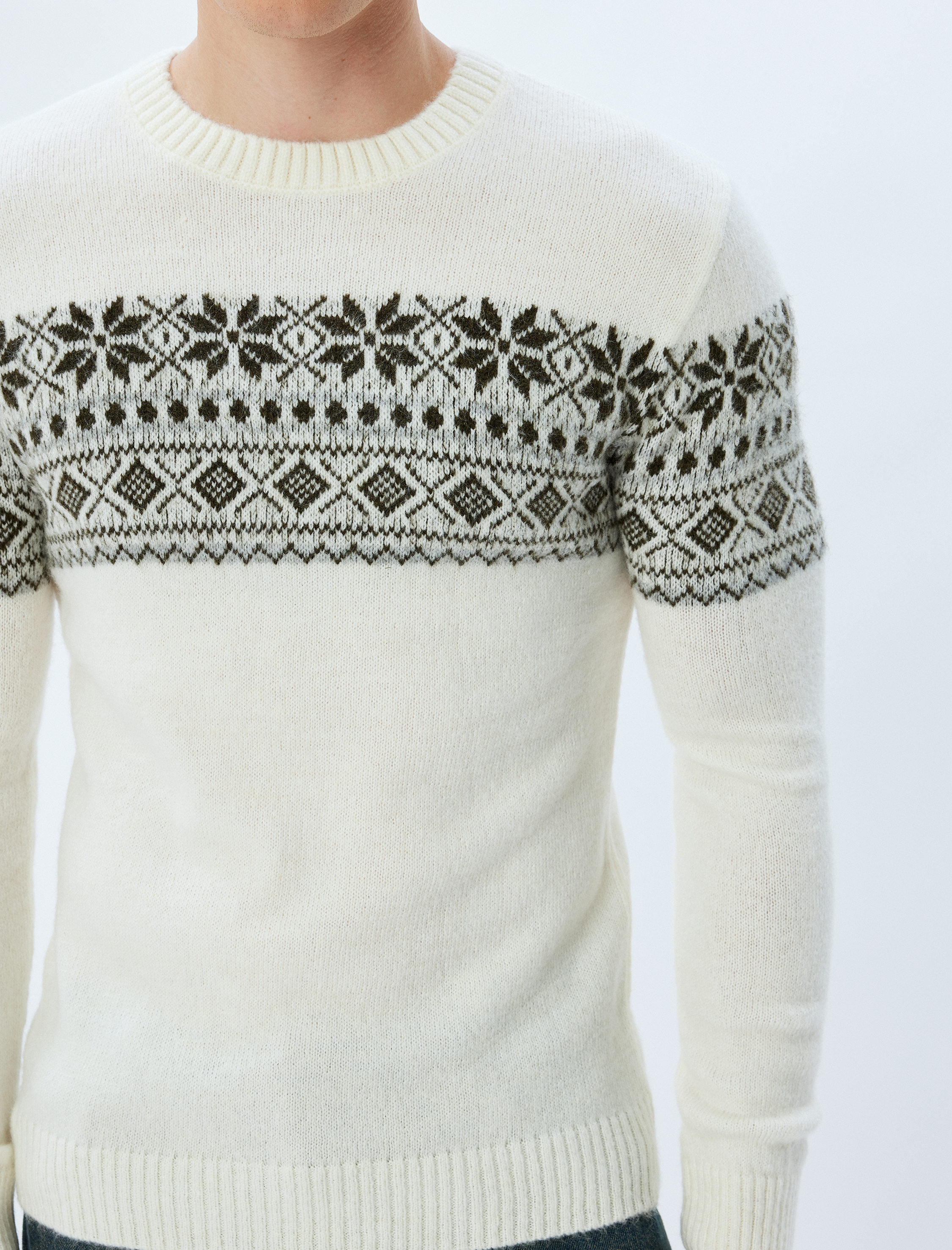   Desenli Bisiklet Yaka Kışlık Triko Kazak