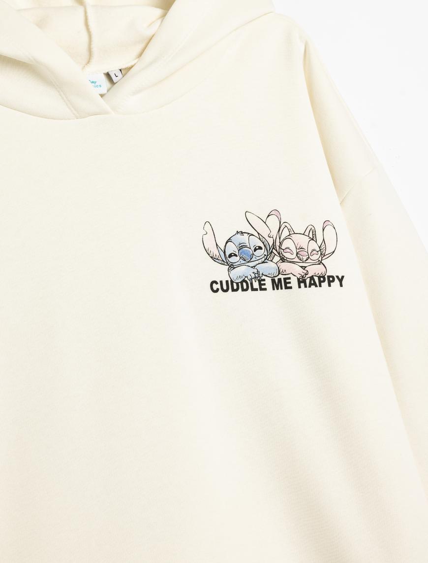   Disney Oversize Sweatshirt Kapüşonlu Arkası Baskılı Şardonlu Lisanslı