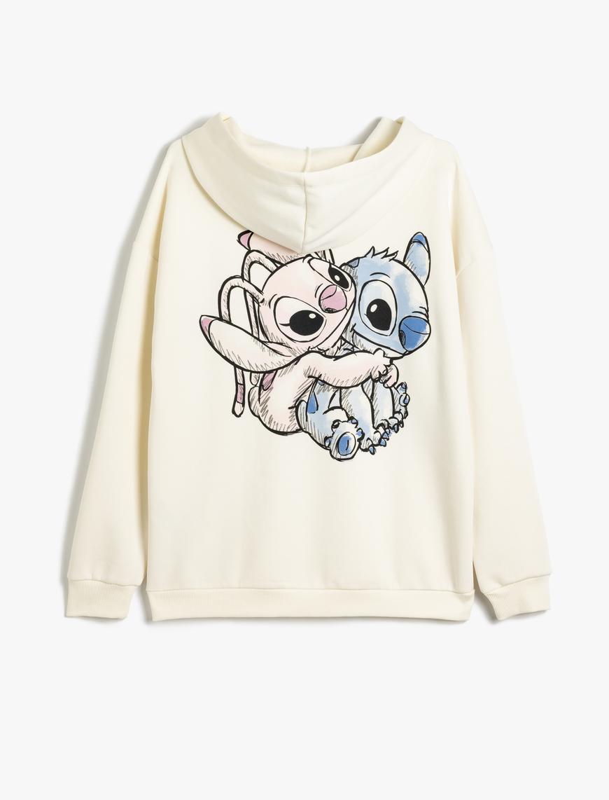   Disney Oversize Sweatshirt Kapüşonlu Arkası Baskılı Şardonlu Lisanslı