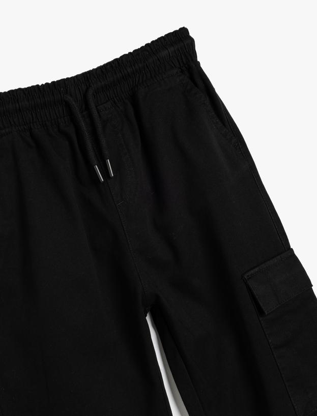 Jogger Pantolon Kargo Cepli Beli Bağlamalı Pamuklu_2