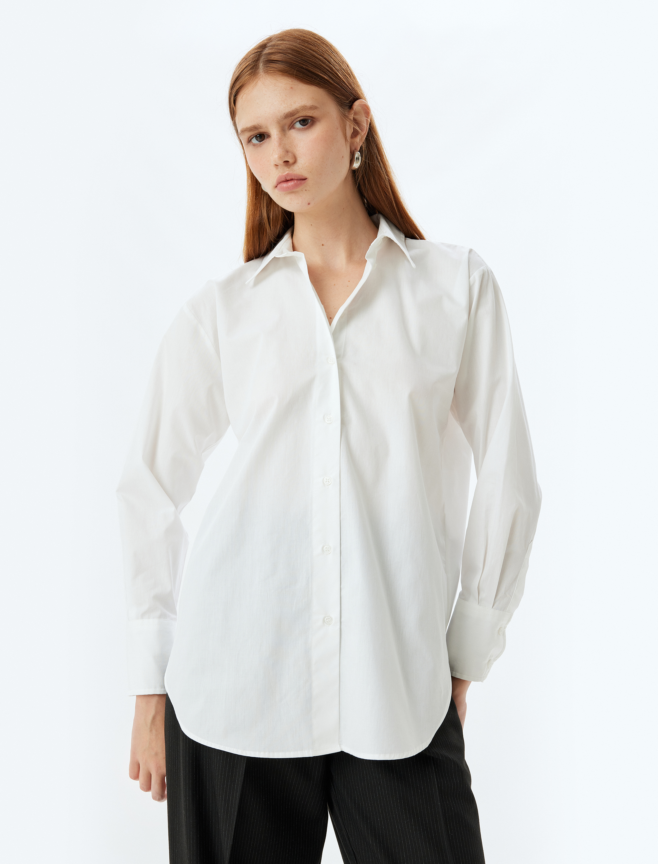   Oversize Gömlek Uzun Kollu Pamuklu