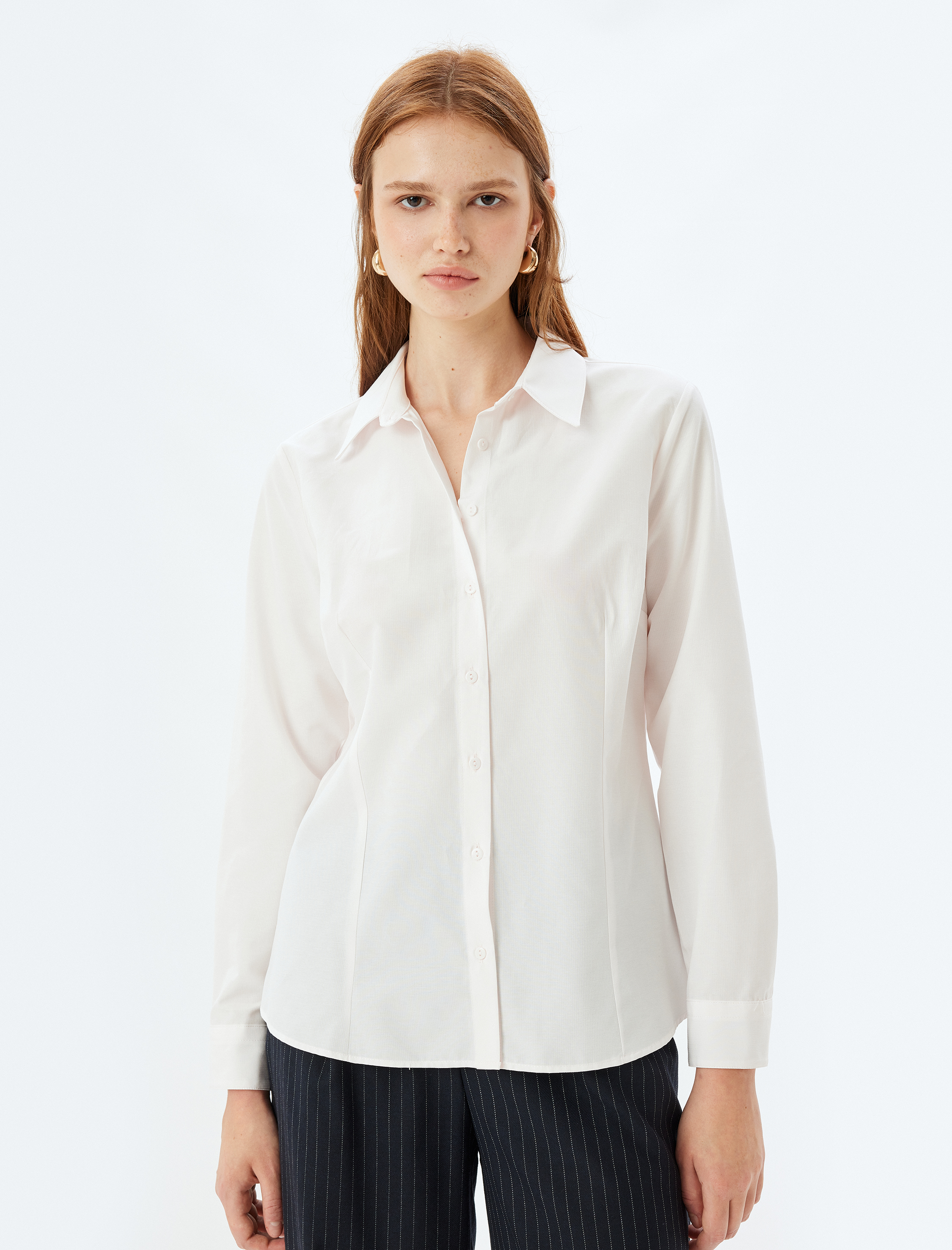 Klasik Gömlek Uzun Kollu Pamuk Karışımlı