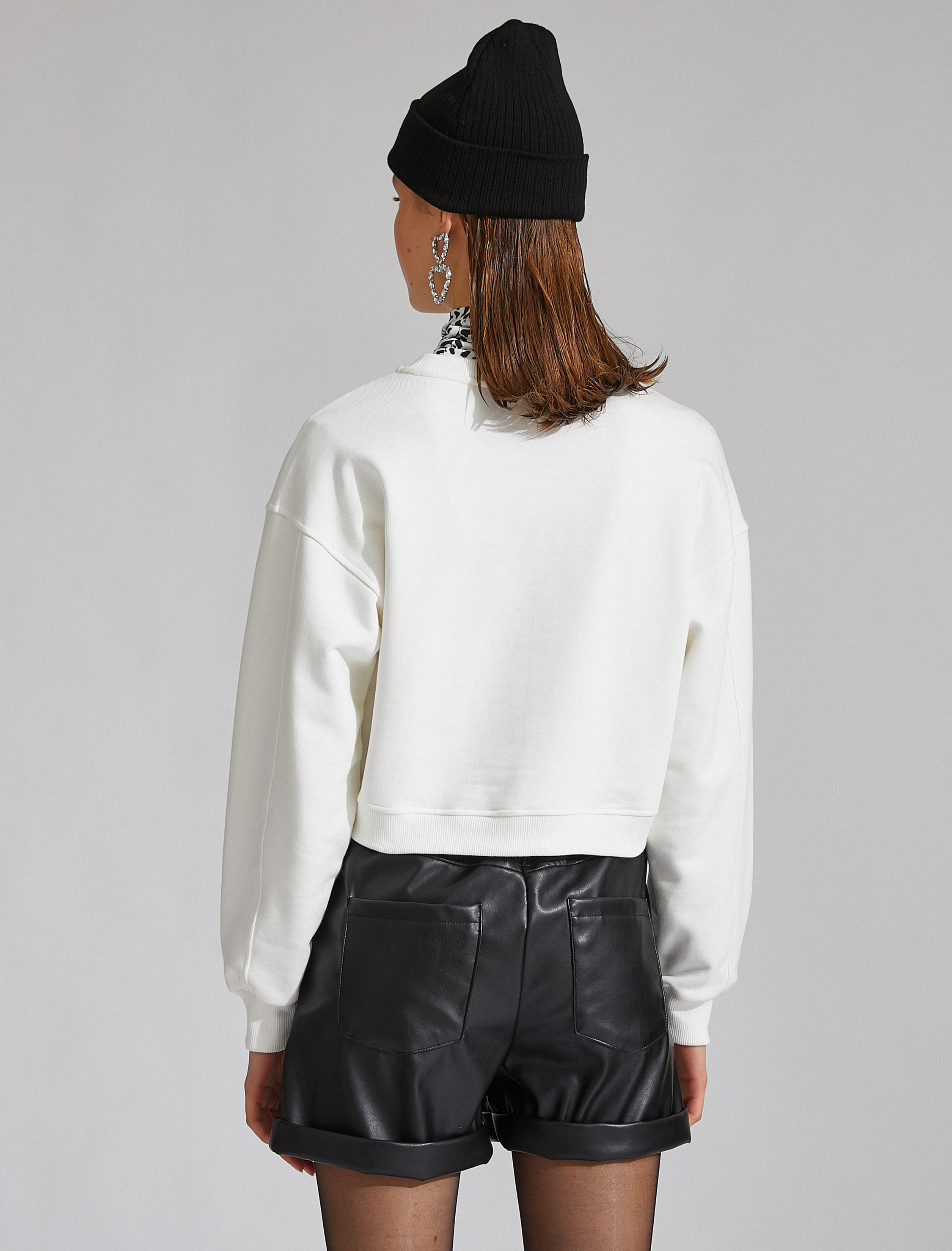   Baskılı Bisiklet Yaka Sweatshirt