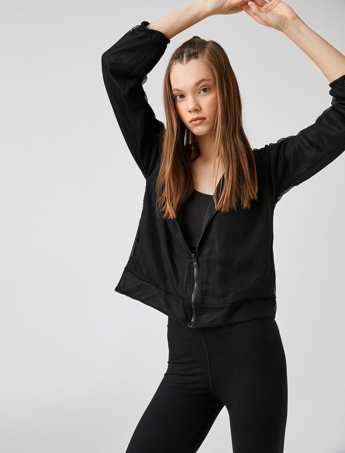  Fermuar Detaylı Spor Mont