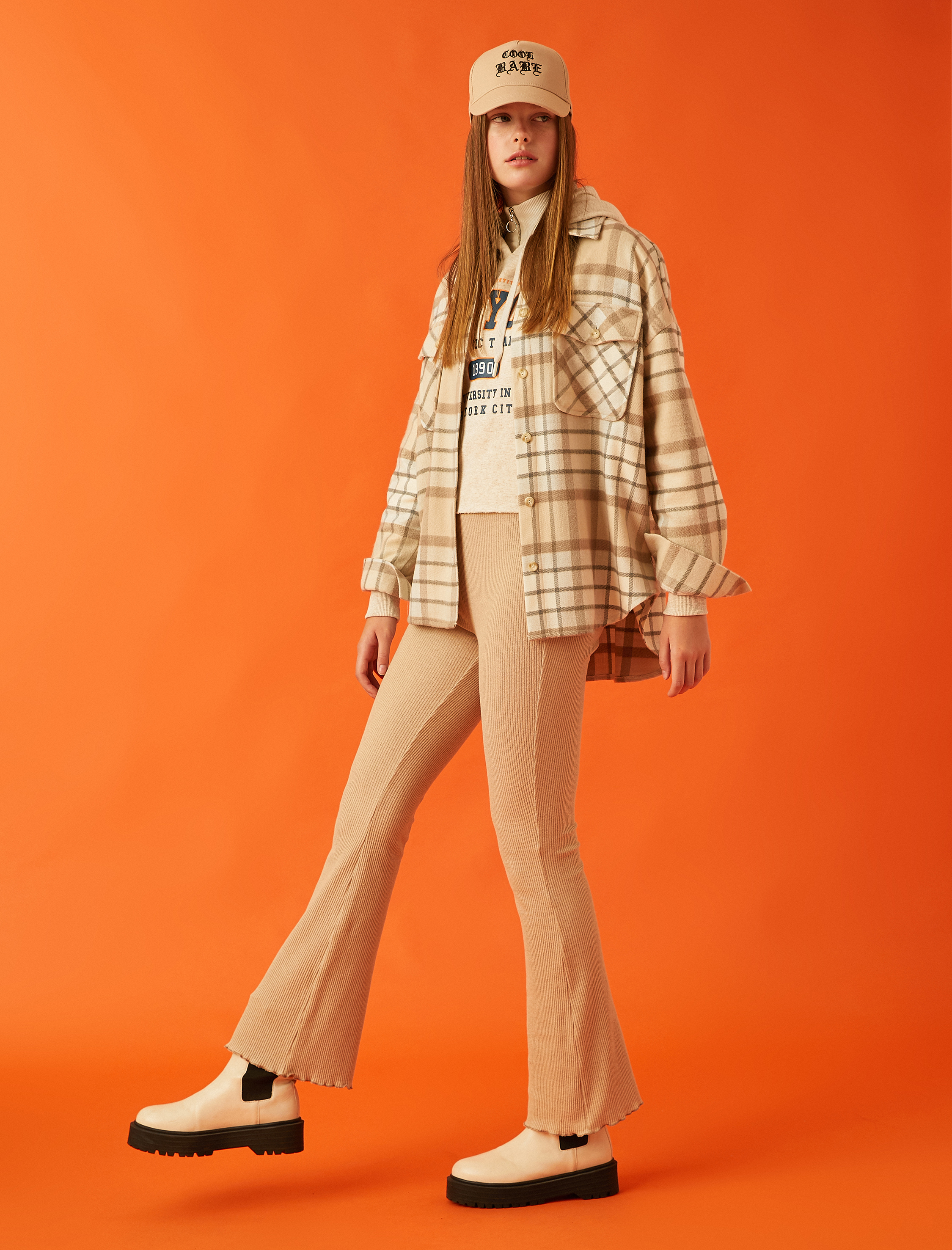   İspanyol Paça Pantolon Yüksek Bel Fitilli