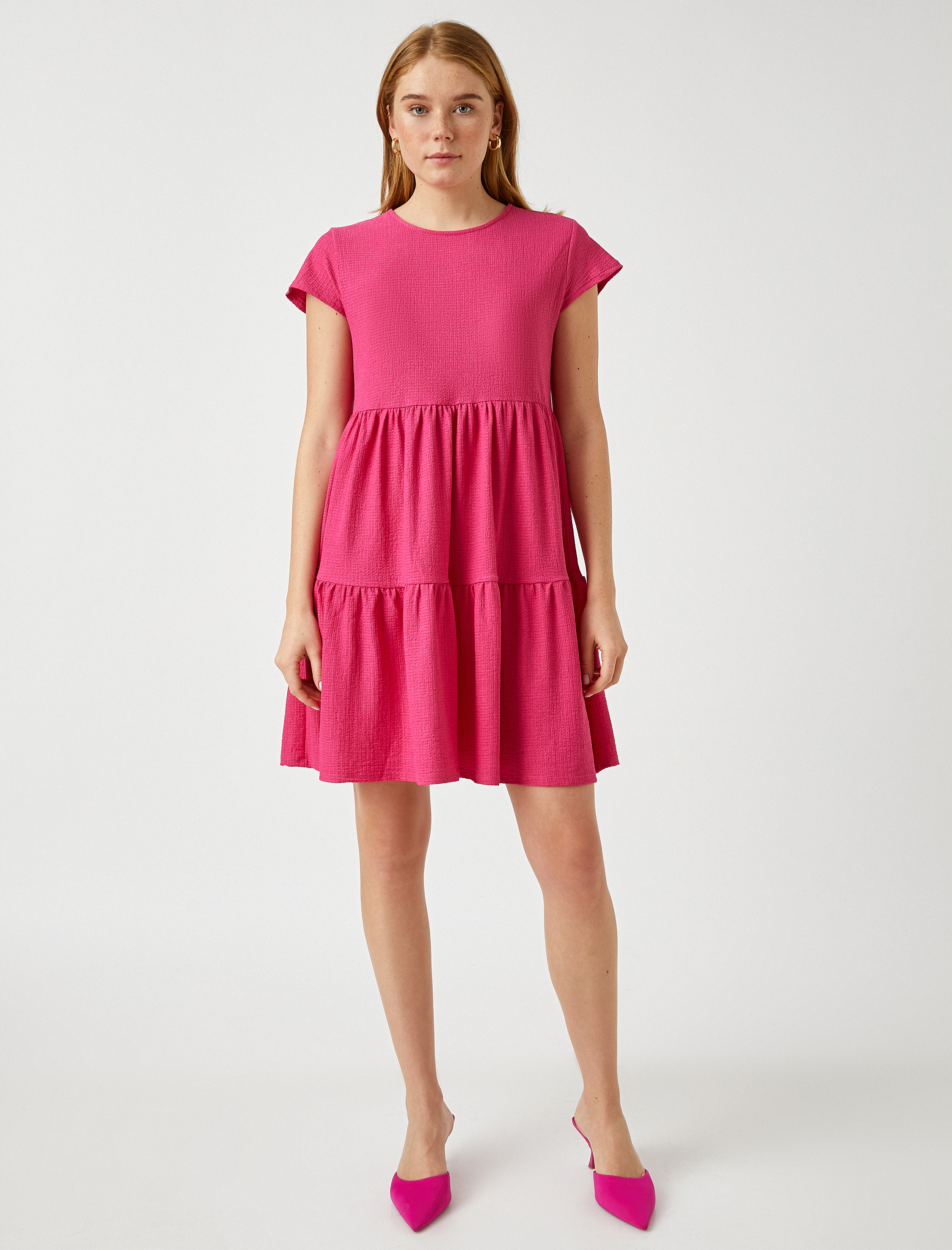   Fırfırlı Elbise Kısa Kollu