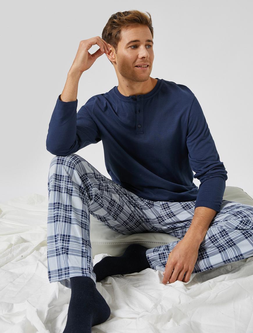   Uzun Kollu Pamuklu Pijama Takımı