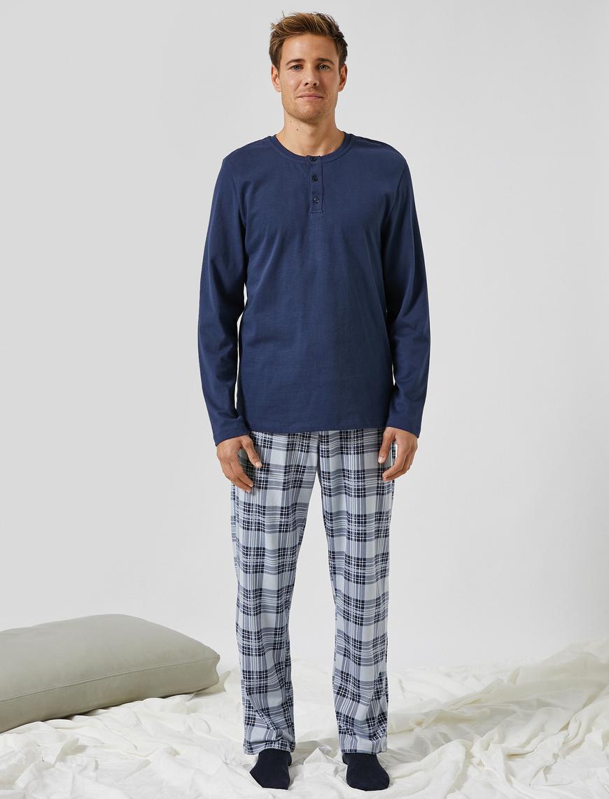   Uzun Kollu Pamuklu Pijama Takımı