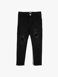 Yırtık Kot Pantolon Dar Paça Pamuklu - Regular Jean