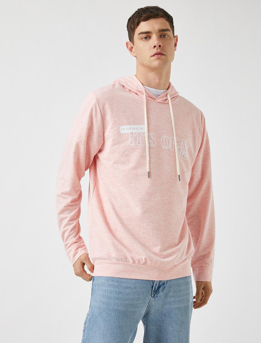   Kapşonlu Sweatshirt Şardonlu Baskılı