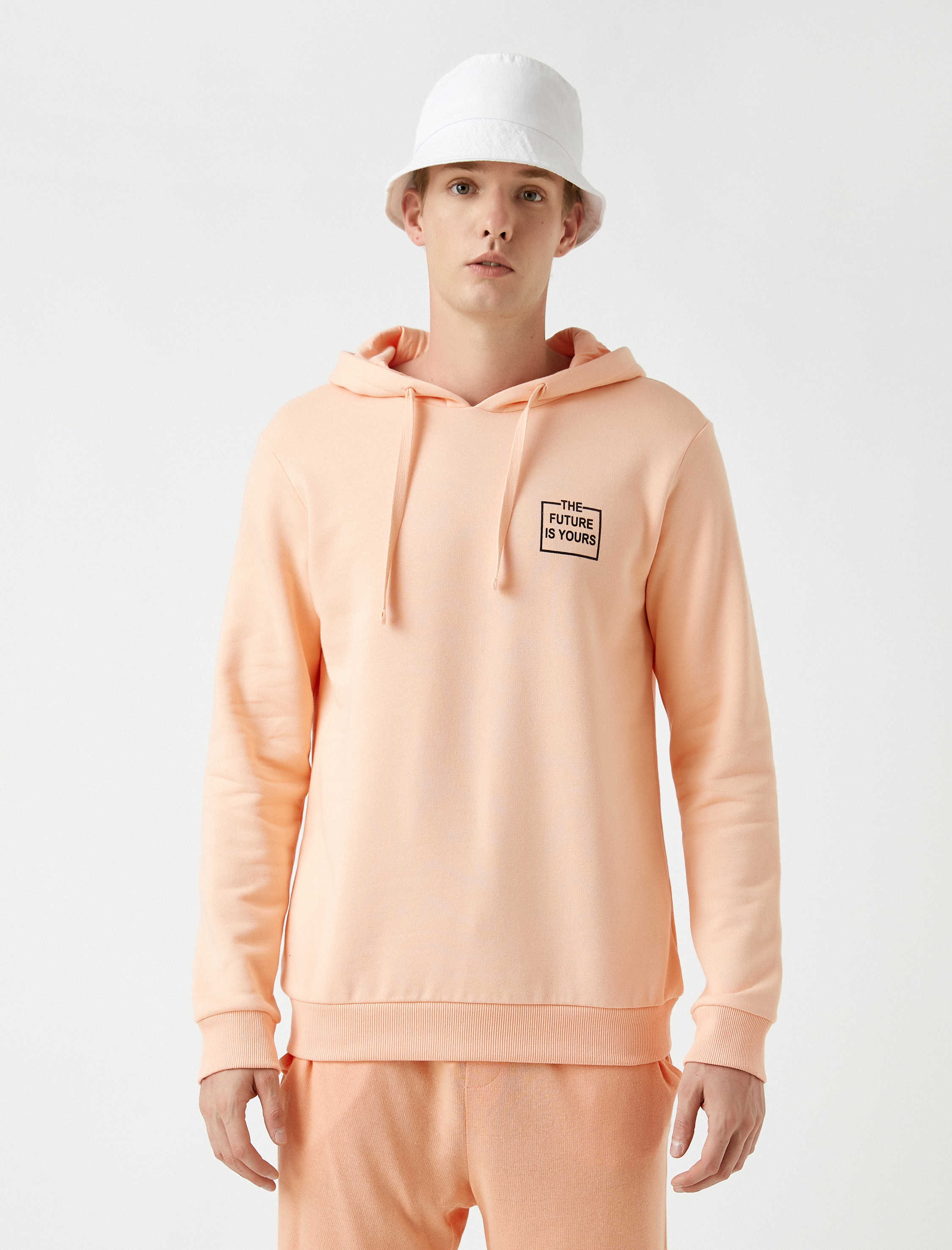   Sloganlı Kapüşonlu Sweatshirt Baskılı