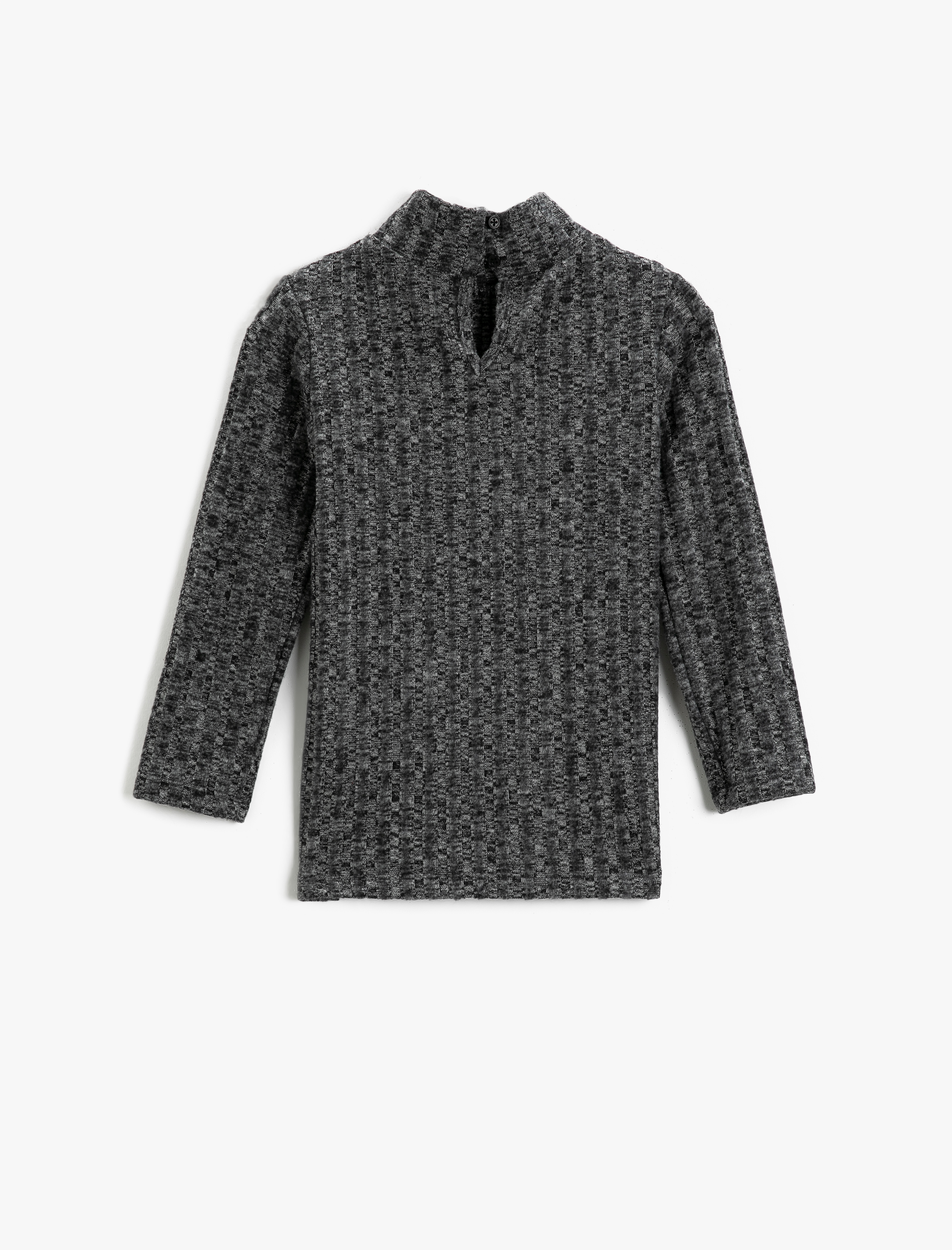  Kız Çocuk Dokulu Balıkçı Yaka Sweatshirt