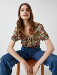 Crop Bluz Çiçekli