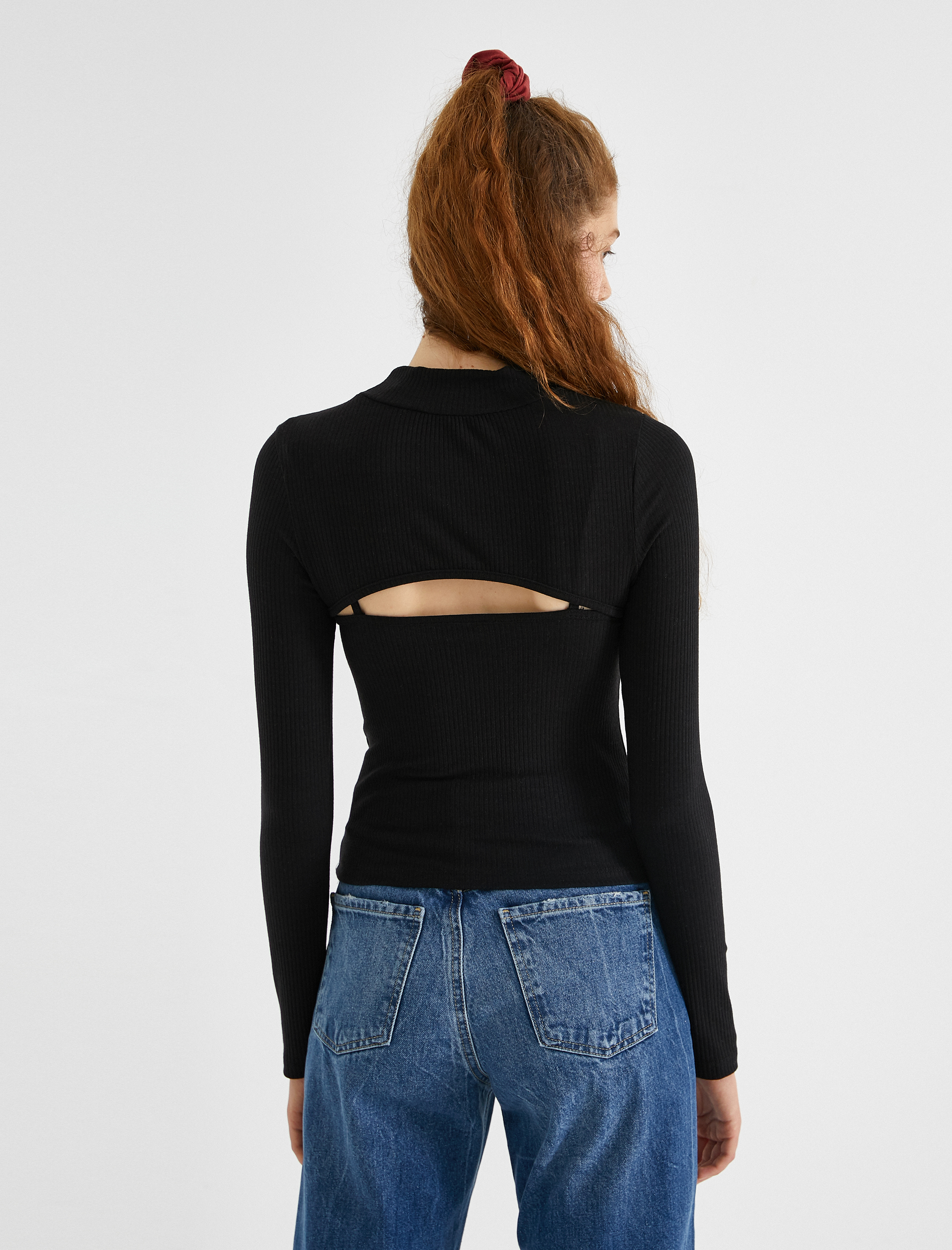   Uzun Kollu Tişört Dik Yaka