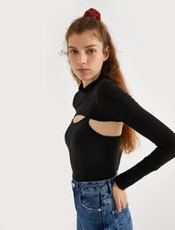 Uzun Kollu Tişört Dik Yaka