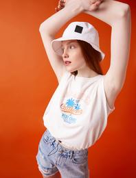 Vatkalı Atlet Yazılı Baskılı Pamuklu