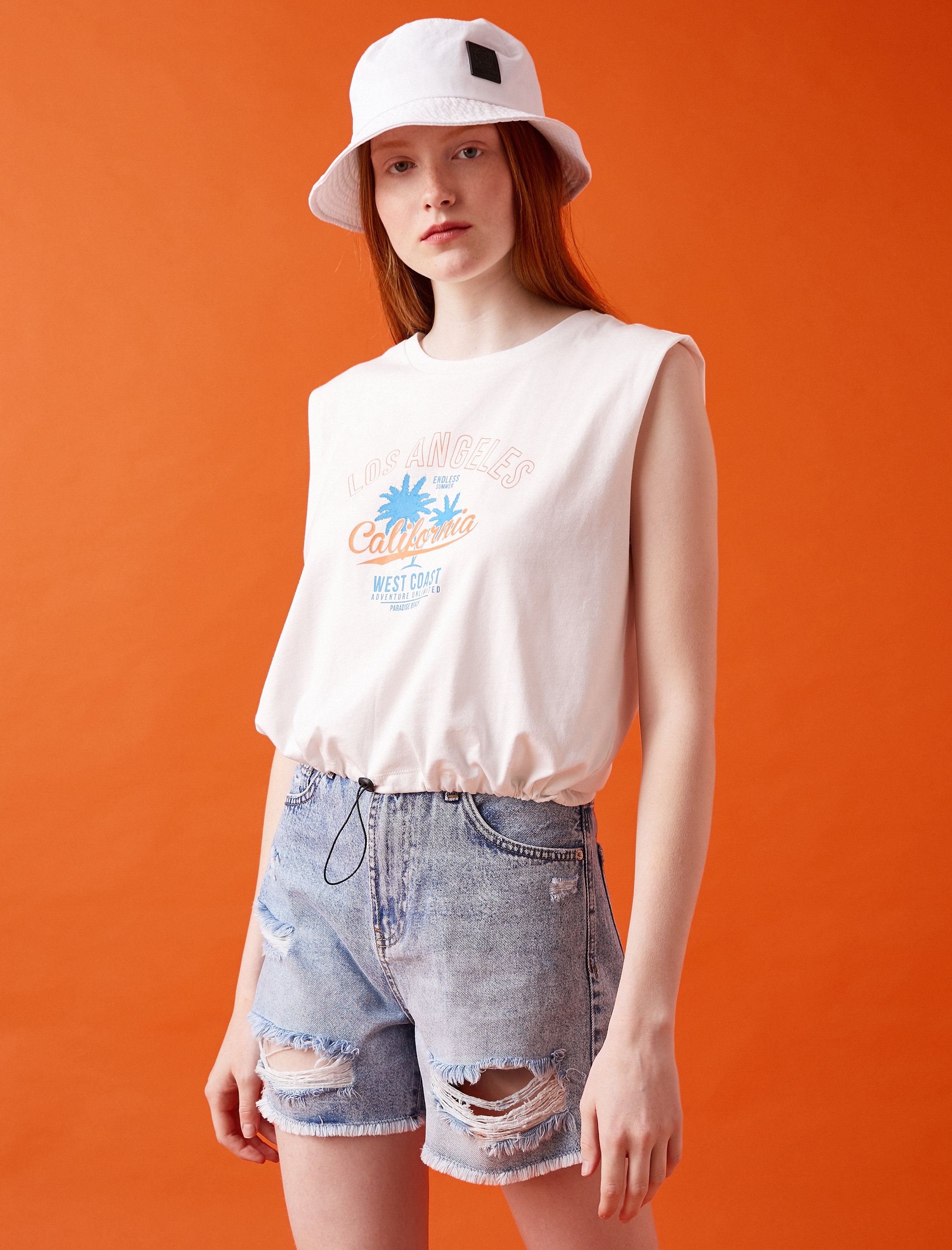   Vatkalı Atlet Yazılı Baskılı Pamuklu