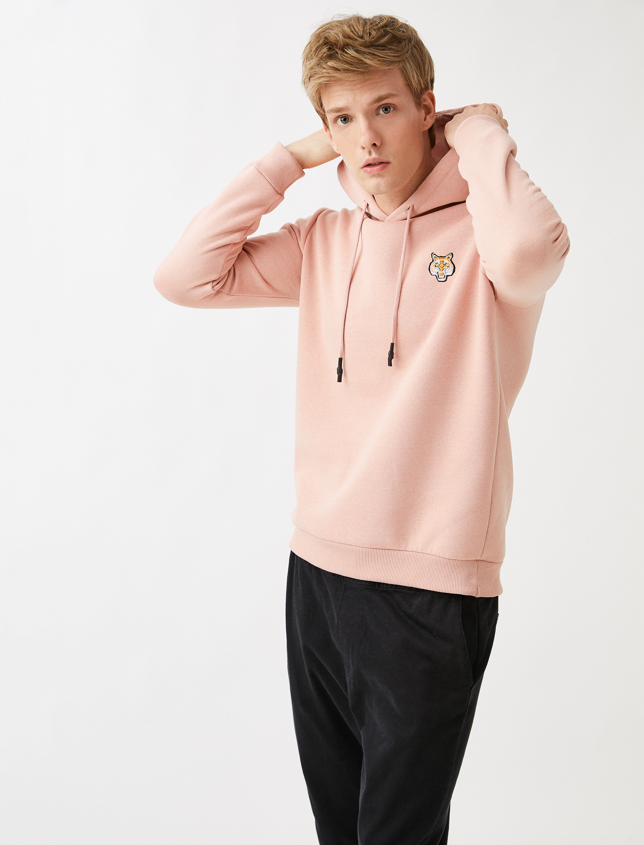   Kaplan Nakışlı Sweatshirt Kapüşonlu