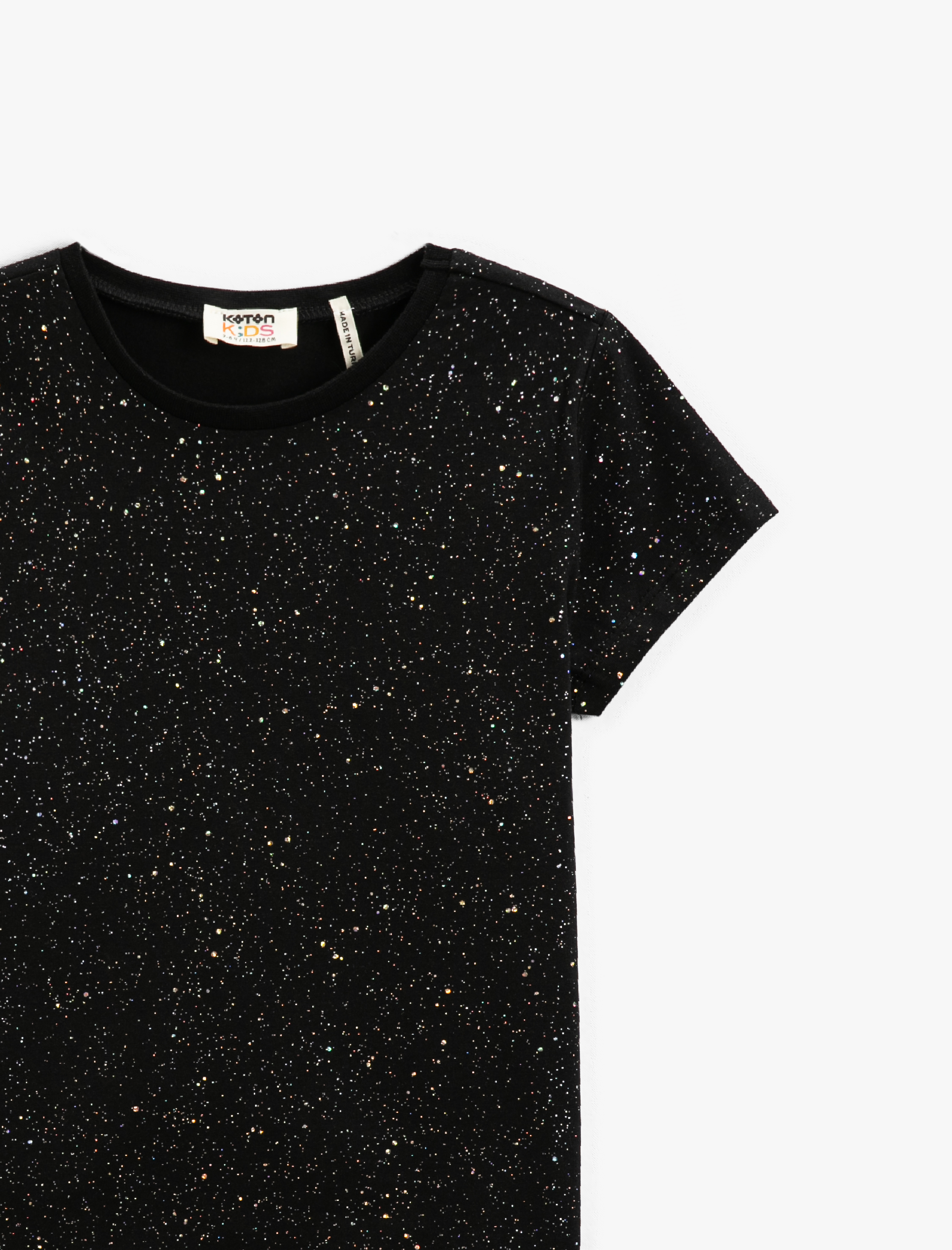  Kız Çocuk Baskılı Kısa Kollu Tişört Pamuklu Bisiklet Yaka