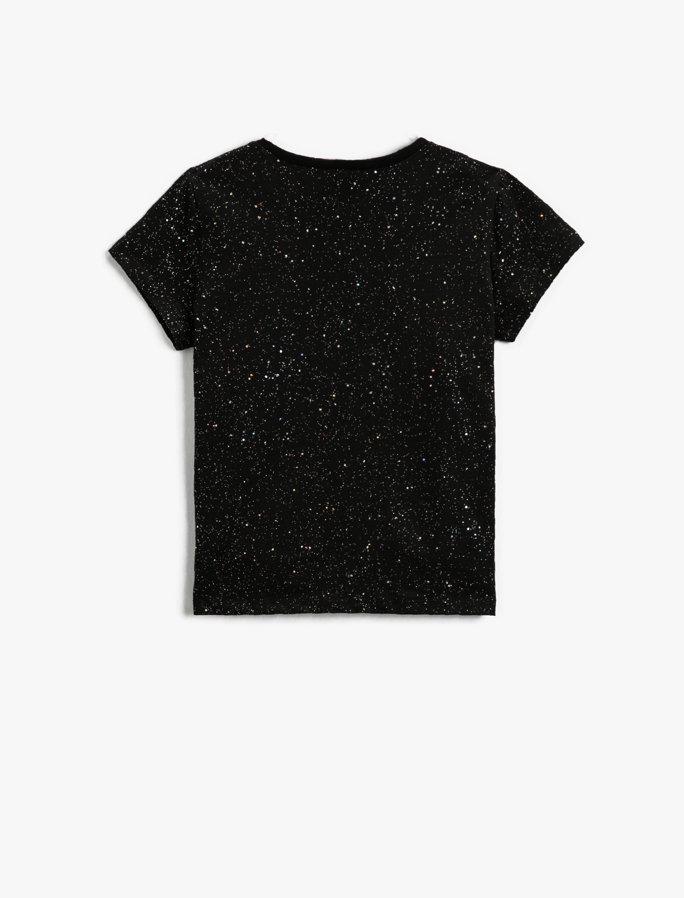  Kız Çocuk Baskılı Kısa Kollu Tişört Pamuklu Bisiklet Yaka