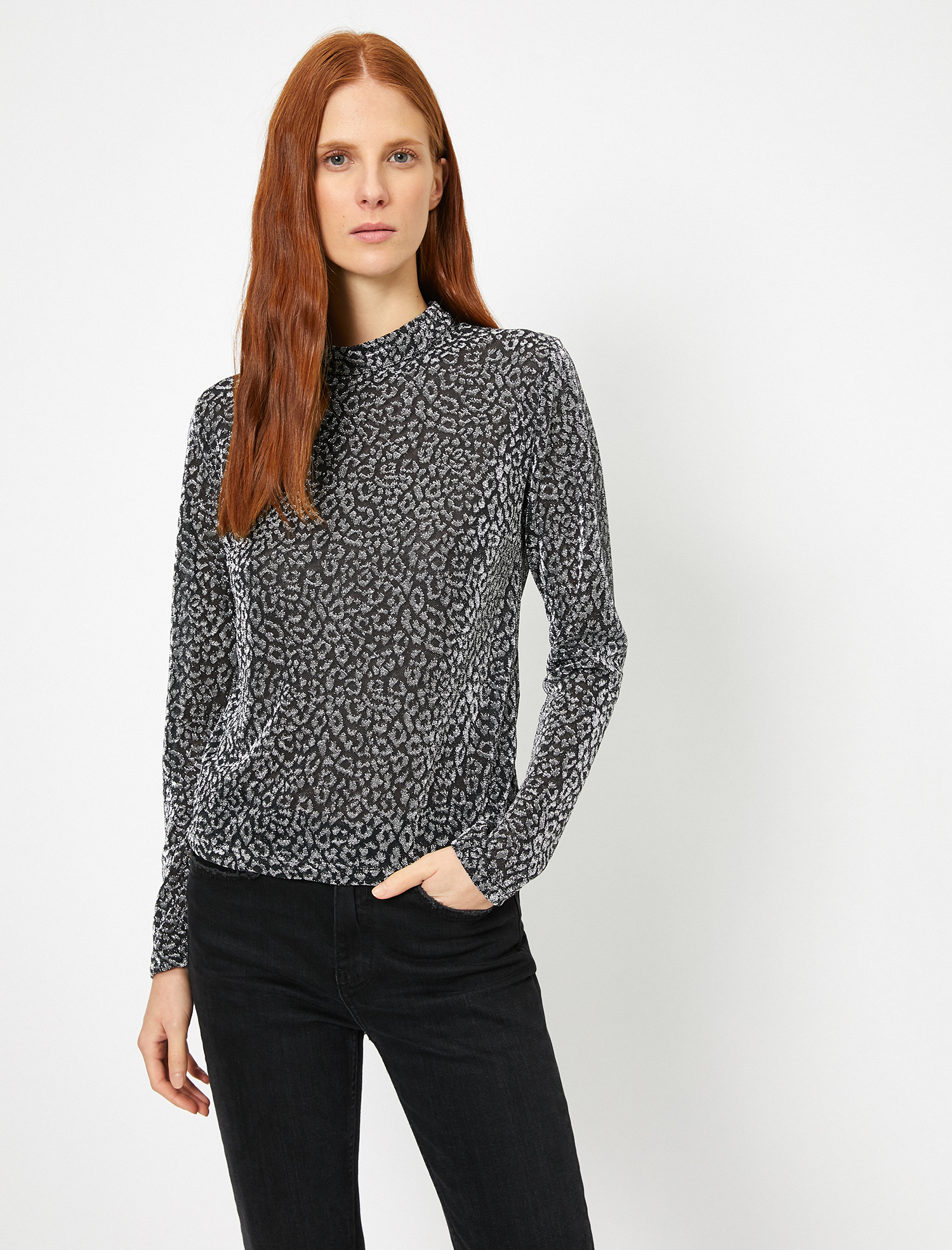   Leopar Desenli Abiye Bluz