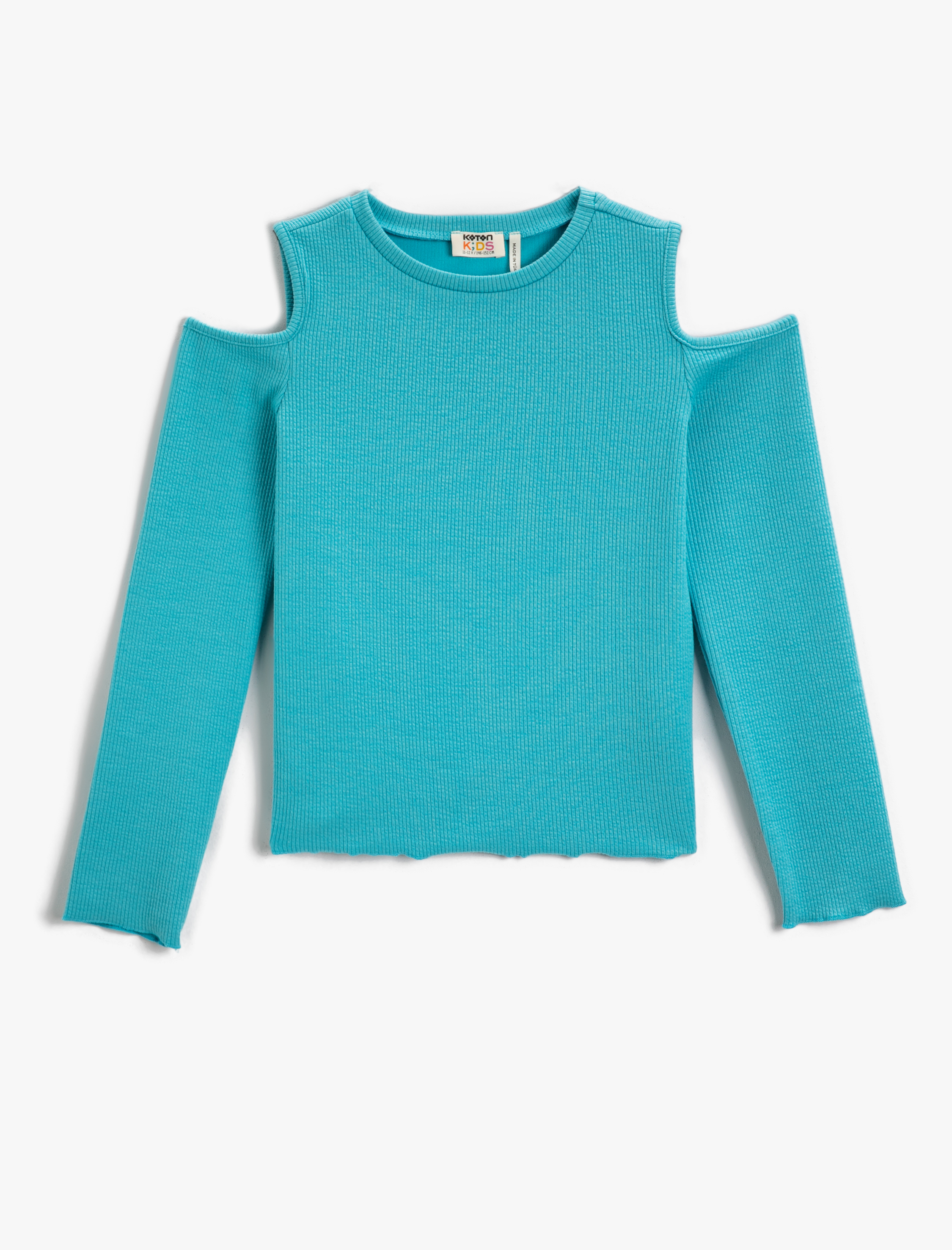  Kız Çocuk Pencere Detaylı Uzun Kollu Tişört